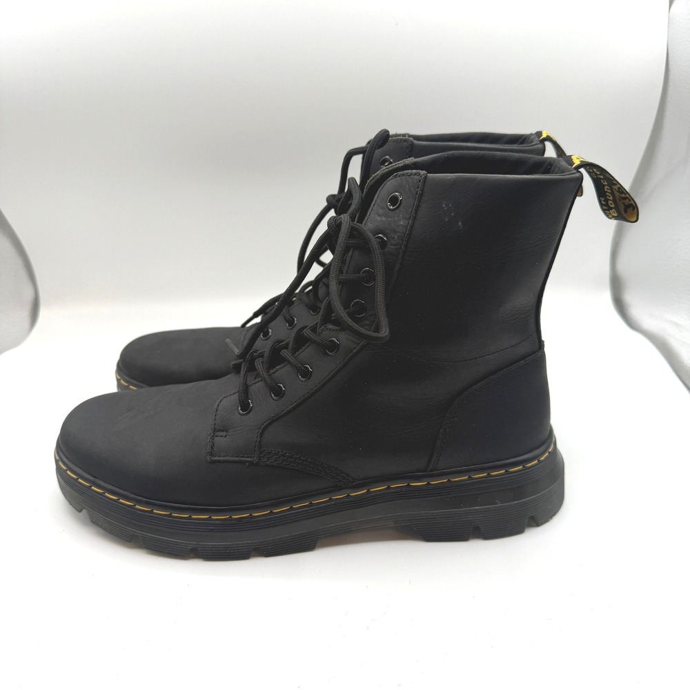 Dr. Martens Combs Boots Men 12 Black Leather Utility Combat Tract Sole Rugged